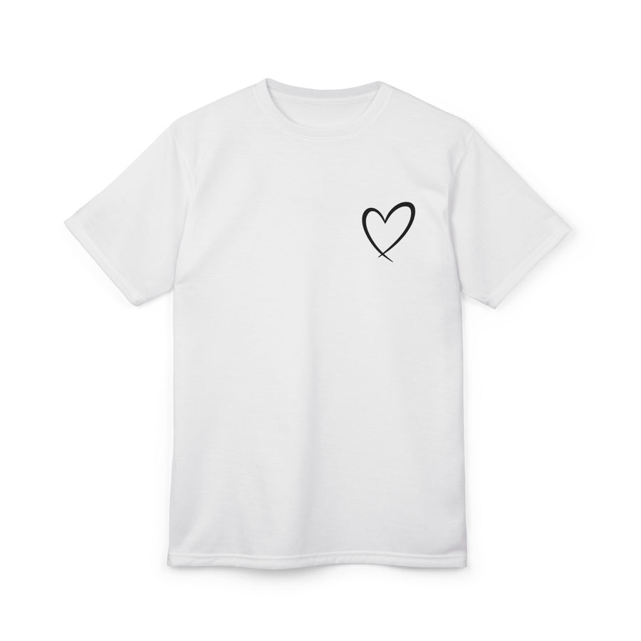 Heart Sketch T-Shirt - Minimal Red Heart Chest Print, Casual Valentine's Tee