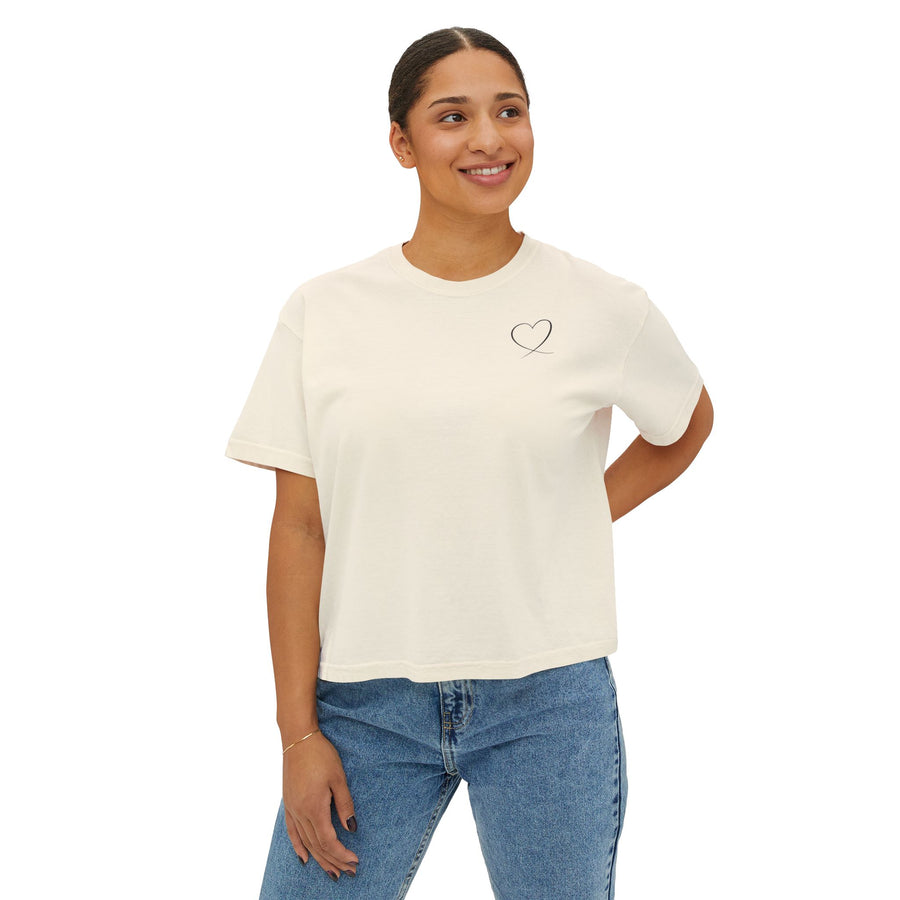Women's Boxy Tee – Life Floral Heart Shirt